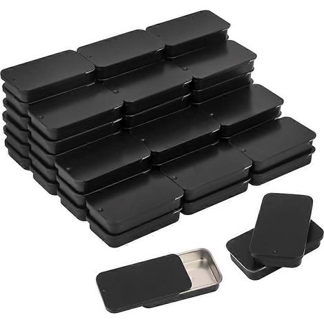 50 boîtes de rangement en métal à couvercle coulissant (2,36 x 1,3 x 0,43 pouces) pour petits objets. (1/5)