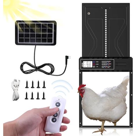 Porta basculante automatica - Alimentazione solare, display a LED, elettrica, in alluminio, con timer, telecomando, impermeabile e anti-schiacciamento IPX45 (1/2)