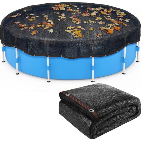 Bâche de Protection en Maille pour Piscine Hors Sol Attraper Les Feuilles Hiver – Filet sécurité 5,5 m Pare-Soleil Jardin Noir avec œillets - (1/5)