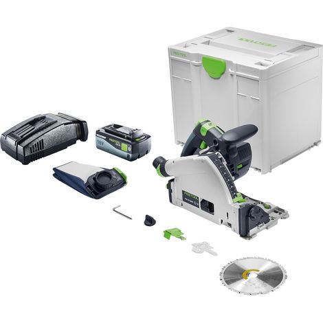 Sierra de calar a batería Festool TSC 55 KSEB-Basic 18 V 160 mm sin escobillas + 1 batería de 8,0 Ah + cargador + Systainer