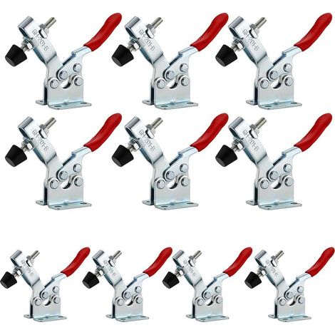 10Pcs GH-201B Sauterelle de Serrage, Pince à Bascule Horizontale, Serre Joint Desserrage Rapide Capacité Déblocage Rapide Tendeurs de Levier de Genoux pour machines, menuiserie 90KG 198lbs (1/5)