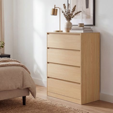 Vasagle – Commode enfant 4 tiroirs – Dimensions 40 x 60 x 97,4 cm – Panneau d’aggloméré effet bois – Sécurisée avec dispositifs anti-basculement