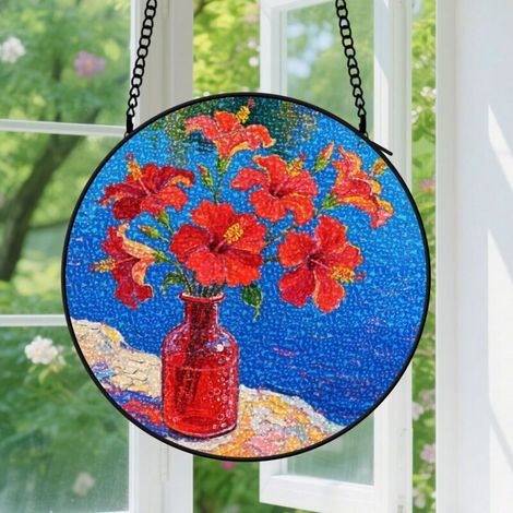 15cm Suspension vitrail pour fenêtre, accroche-soleil, accroche-soleil floral pour fenêtre intérieure, cadeau floral, pour amateurs de fleurs, pendaison de crémaillère, cadeau pour elle (1/5)