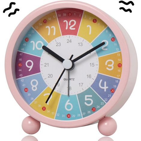 Horloge-Réveil Enfant Simple - Sans Bruit de Tic-tac - Idéal pour Apprendre l'Heure - Avec Lampe de Nuit (1/5)
