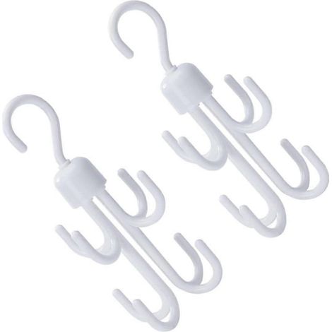 Crochets pivotants à angle droit (lot de 2) pour chapeaux et foulards, crochets de suspension multifonctionnels pour armoire, blancs (1/5)