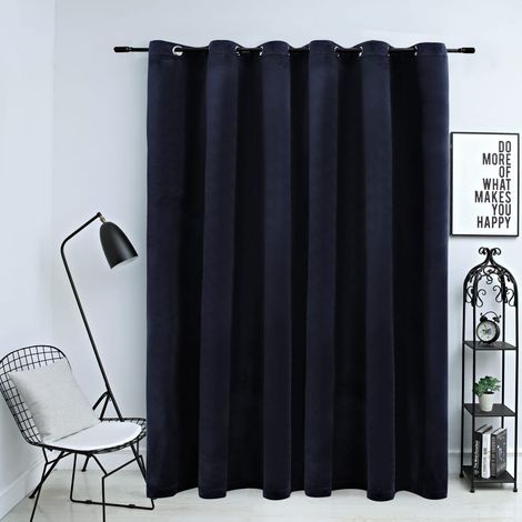 Rideau occultant，Décoration Chambre Fenêtre，Rideau Thermique Isolant avec anneaux en métal Velours Noir 290x245 cm GDSVW13605 (1/4)