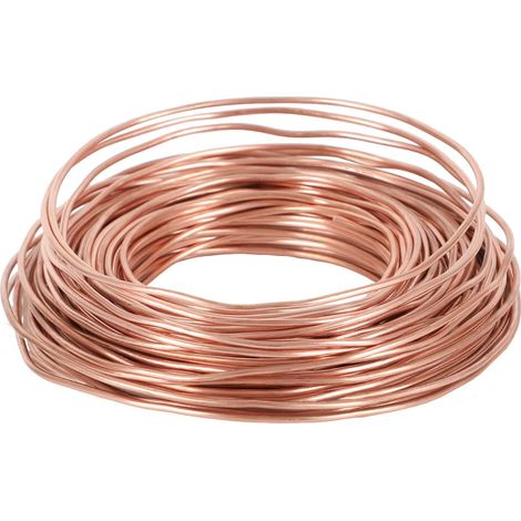 Fil de Cuivre pur Ø 0,5/0,8/1/1,5/2/2,5/3 mm - Fil de cuivre T2 nu, 500 g - Pour le jardinage, câble en cuivre pur pour l'électrotechnique et l'artisanat (2,5mm-11,5m) (1/5)