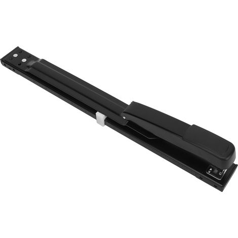 Agrafeuse à bras long, noire, capacité de reliure de 20 pages, socle de bureau en métal haute résistance, stable pour une utilisation à domicile et au bureau.