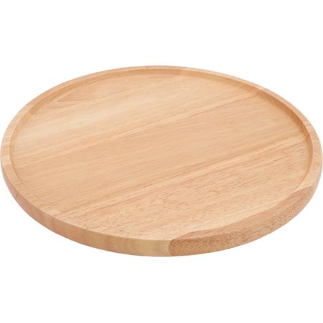 Plateau à pizza rond, planche à découper en bois d'hévéa épais et robuste, outil de cuisine et de pâtisserie (1/5)