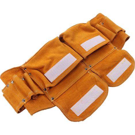 Sac banane en cuir de vachette pour outils de réparation, sac banane d'électricien, sac ceinture de rangement pour pièces de quincaillerie (1/5)