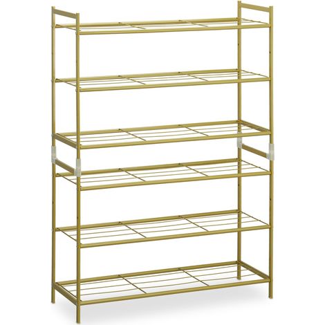 Zapatero apilable moderno 50 x 70 x 26 cm almacenamiento claro hasta 9 pares de metal negro 130011553 (1/5)