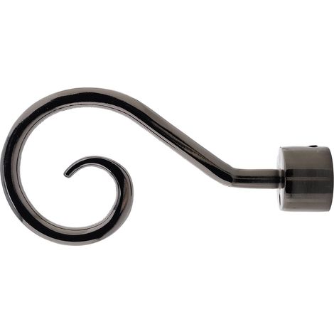 Borne de crochet pour tringle à rideau de diamètre de 18 à 20 mm 2 pièces en aluminium (nickel noir) (1/5)