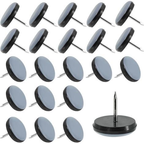 30 patins de chaise en téflon de 22 mm, patins ronds pour meubles, patins à clouer, protègent les carrelages, les parquets, les chaises et les tables. (1/4)