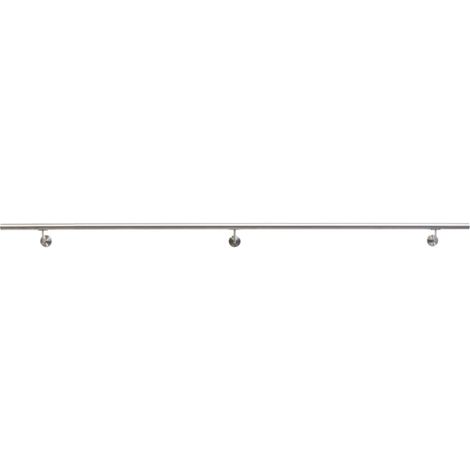 corrimano tondo in acciaio inox aisi 304 satinato da 3 metri - kit completo con ancoraggio