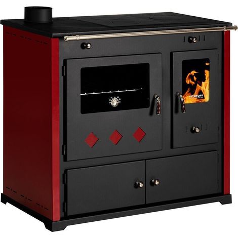 Cucina a Legna con Forno Prometey Pr. Lux Eco 9.4 kW Ghisa – Bordeaux Sinistra (1/5)