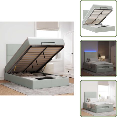 Stoccaggio sotto letto - vidaXL Struttura Letto Pouf con Materassi 120x200 cm Velluto - Luci a LED