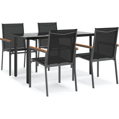 Maison Exclusive - Set da Pranzo da Giardino 5 pz Nero in Textilene e Acciaio