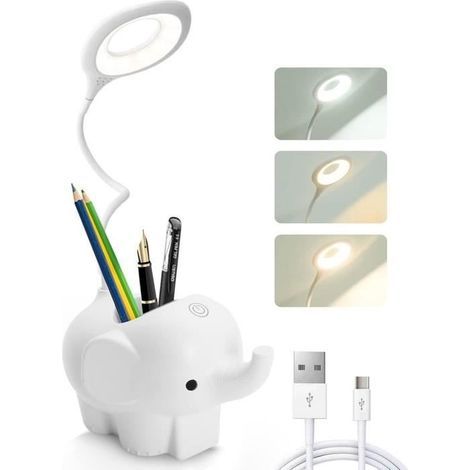 (Weiß, Warmweiß, Warm) Schreibtischlampe – LED-Modell – USB-aufladbar – Touch-Steuerung – 360° flexibel (1/4)