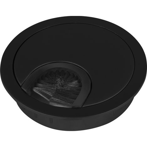 2er Pack - Kabeldurchlass Metall Ø 60 mm schwarz matt mit Bürstendichtung