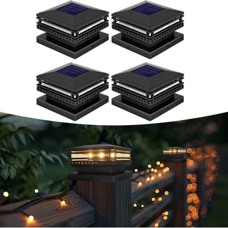Solar Post Cap Lights Outdoor Lumen Waterproof Fence for Patio,Deck 2PCS 25 4x4 Lights,IP45 (1/5)