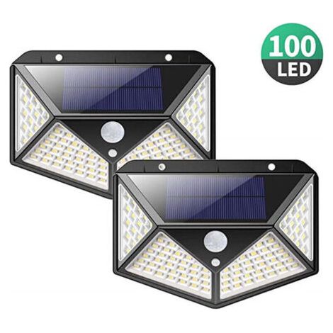 Lampe Solaire Extérieur【Version Puissante 2 Pack】100 LED 2200 mAh éclairage Extérieur étanche 270° lumière Solaire Détecteur de Mouvement 180 ° Spot Solaire Applique Solaire pour Jardin (1/5)