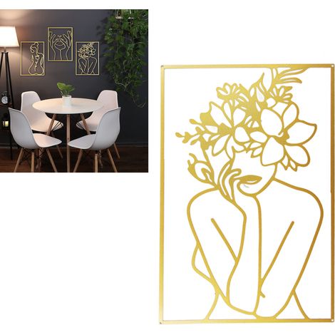 Silhouette décorative murale représentant les lignes du corps d'une femme, peinture/autocollant mural, style C. (1/5)