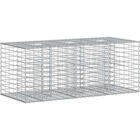 Lit surélevé gabion Argenté 140 x 60 x 55 cm Acier galvanisé (1/5)