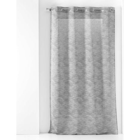 Voilage a oeillets 140 x 240 cm effet lin tissé fils coupés Zebra Anthracite (1/3)
