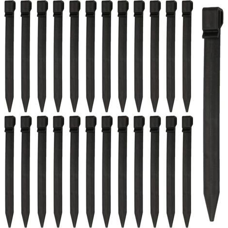 Lot de 22 piquets robustes en plastique de 24,4 cm - Piquets de tente en plastique - Ancrages au sol avec crochets pour bordures de pelouse noires - Piquets de clôture en gazon - Bordure (1/4)