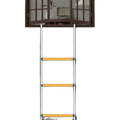 Escalera de cuerda de 12 m, alta capacidad de carga, material ignífugo duradero, diseño portátil. (1/5)
