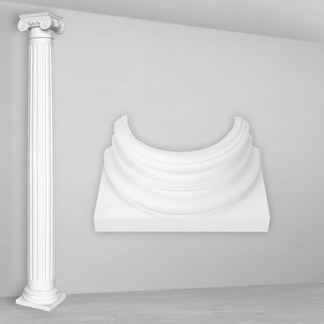 Säulen und Halbsäulen rund kanneliert Stuck Auswahl 152mm N3215: Halbrund, Basis
