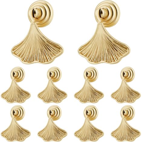 10 Pièces Bouton de Meuble Doré, Poignee de Meuble Cuisine en Forme de Feuille Vintage Boutons de Placard avec Vis, Poignée Poignet de Porte Intérieure Cuisine pour Placards Commode Armoire (1/5)