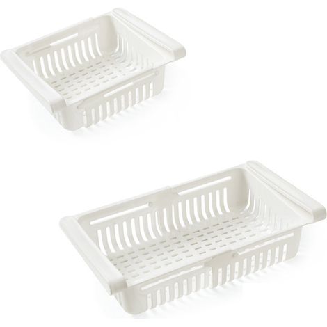 Organisateur de tiroir réfrigérateur extensible, boîte de rangement blanche gain de place 20,5x16,4x7,6 cm (1/5)