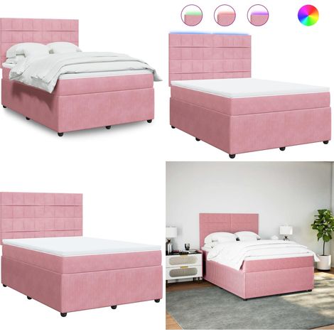 vidaXL Boxspringbett mit Matratze Rosa 160x200 cm Samt (1/5)