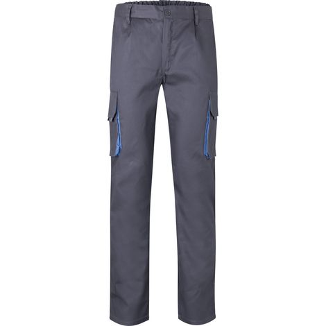Pantalon multipoches bicolore VELILLA Gris / Bleu ciel 38