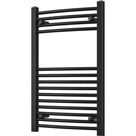 Zennor - Black Heated Towel Rail - H800mm x W500mm - Curved (1/3)