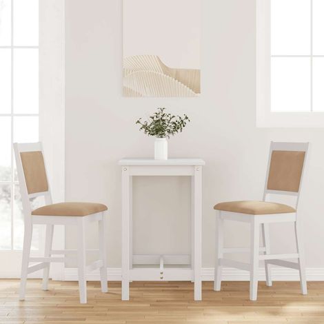 Barhocker mit Kissen 2 Stk. Weiß Massivholz Gummibaum