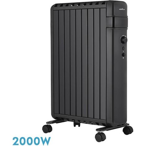 Radiador Aceite Polonia 2000w Negro Aletas Cerradas 9elementos 3Potencias Antivuelco Prot.seguridad 63,5x45x24,5 Cm (1/2)