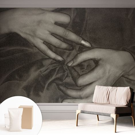 Tapete Vliestapete mit Kleber - Wanddekoration - Wandfolie - 3D Tapete Wand - Wohnungsdeko Hände aus Stoff 312x219 cm