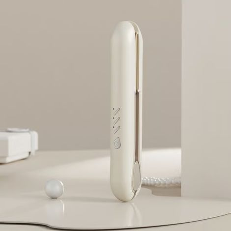 Lisseur et boucleur de voyage sans fil 2 en 1, mini lisseur à plaques en céramique avec 3 températures réglables, beige (1/5)