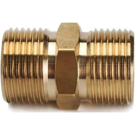 M22-15mm Male to M22-14mm Male External Thread Fitting - Brass - High Pressure Washer Adapter - for Hose Connection (1/5)
