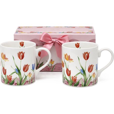 Juego de dos tazas de porcelana con forma de tulipán de 250 ml en una caja de regalo. (1/5)