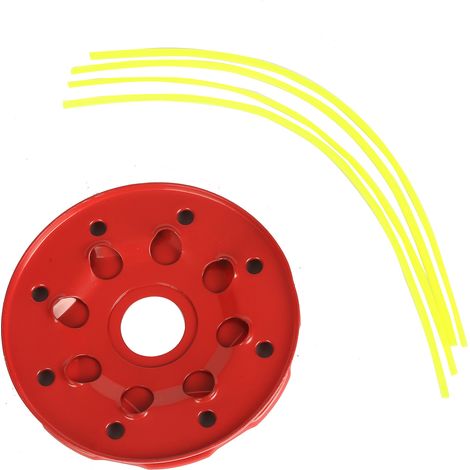 Tête de coupe-bordures à disque en fer rouge renforcé à 8 trous, tête de coupe-bordures en fer épais, accessoire pour outils de jardin. (1/4)