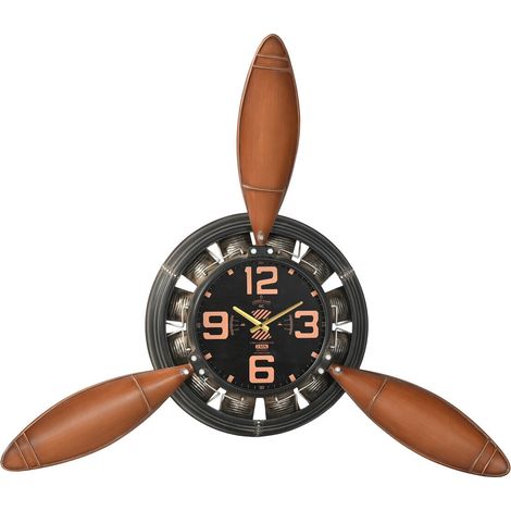 Reloj Pared Metal 118X24X134 Helice Avion Negro (1/4)