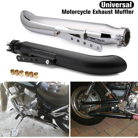 Universal Motorcycle Cafe Racer Exhaust Pipe For Harley Bobbers Racing Bikes Silver (Silver, Silver) (1/2)