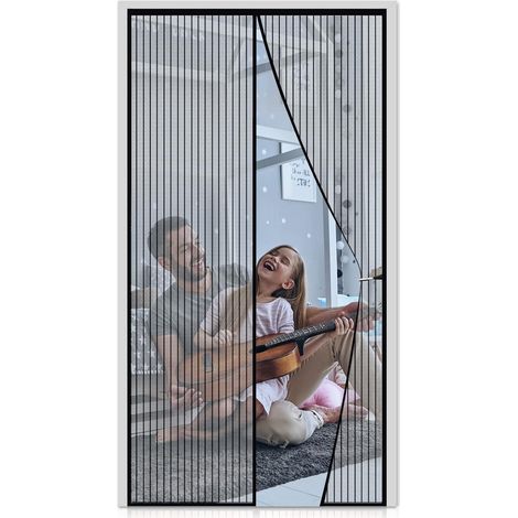 Mosquito Net Magnetic Door 100x220cm, Fly Screen Door Curtain for Corridors, Doors, Patio, Outdoors, Magnetic Mosquito Net No Drilling, Automatic Closing Magnetic Seal, Black