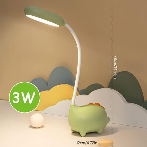 LUFEIS Lampe de Bureau Dinosaure Enfant, Sans Fil Rechargeable USB, LED Dimmable Avec Capteur Tactile, 3 Modes, Lampe de Chevet et de Lecture