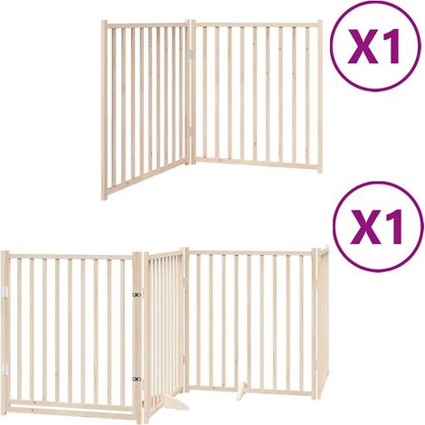 Barrière de sécurité pour chien animaux de compagnie avec porte pliable 6 panneaux bois peuplier marron