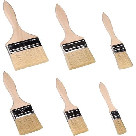Juego de 6 pinceles profesionales – Cerdas naturales y mangos de madera – Para paredes, muebles y contraventanas – Reutilizables y ergonómicos (1/5)