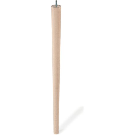 Pata de madera cónica con una altura de 720 mm y acabada en haya crudo. Dimensiones: 48x48x720 mm -